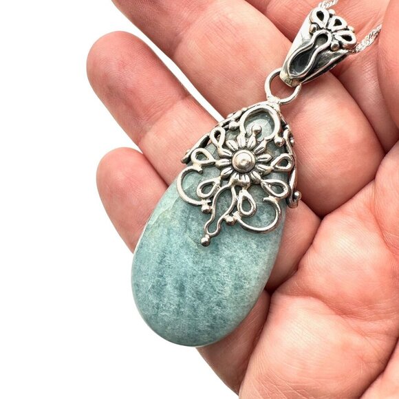 QVC Designer DP Doug Paulus Womens Necklace Sterling Silver Green Amazonite - Picture 3 of 6